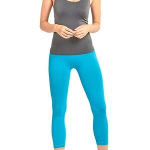 🩷 3/$15 Mopas Women's Ribbed Waistband Capri Length Blue Leggings, S/M, NWT
